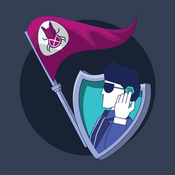 security agent with flag bug data privacy vector image