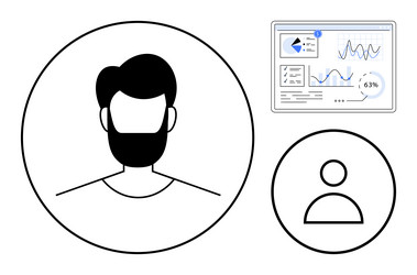 user profile with dashboard analytics vector image