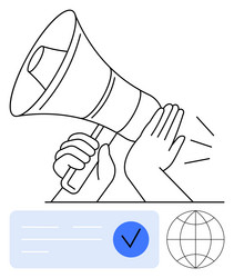 amplifying message with megaphone checklist vector image