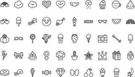 Cute elements line style icon set design vector