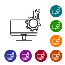 grey line computer monitor with screwdriver vector image