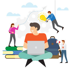 man is working on the development of project vector image