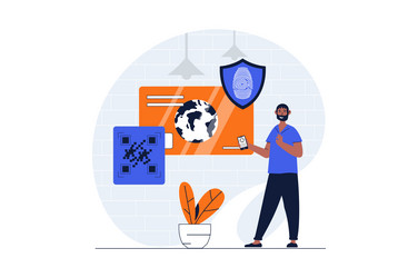 secure payment web concept with character scene vector image