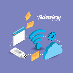 usb with network technology data connect vector image