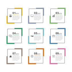 9 data infographics square index template vector image