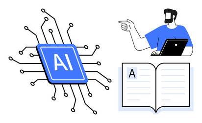 ai concept with neural network person pointing vector image