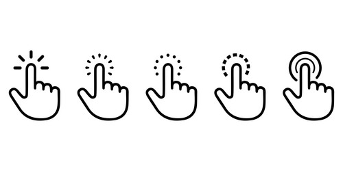 hand click icon set or cursor vector image