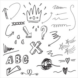 hand drawn set of abstract comic doodle elements vector