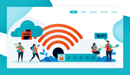 Landing page and website for wifi connection vector