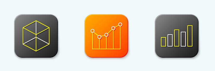 set line geometric figure cube graph schedule vector image