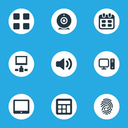Set of simple device icons vector