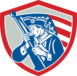 American Revolutionary Soldier with Shield Vector Image