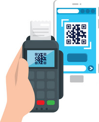 qr code inside smartphone and dataphone vector image