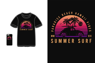 summer surft-shirt merchandise silhouette retro Vector Image