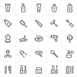 Cosmetics glyph icon set makeup symbols Royalty Free Vector