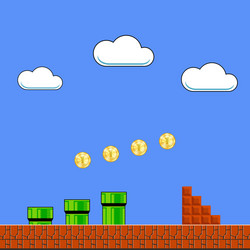 Retro Arcade Background with Bricks and Pipes vector image