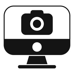 computer displaying camera icon for online vector image