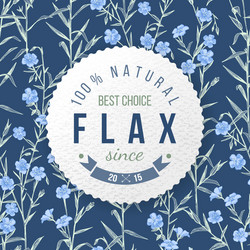 Flax round label with type design vector