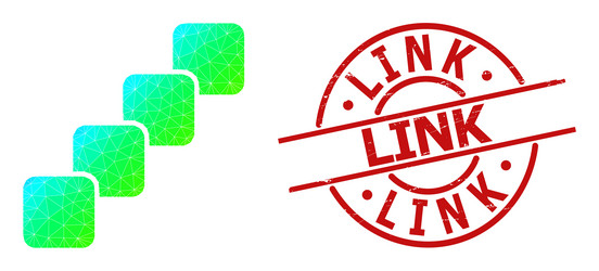 grunge link badge and lowpoly spectrum blockchain vector image