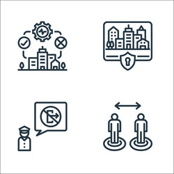 Lockdown line icons linear set quality vector