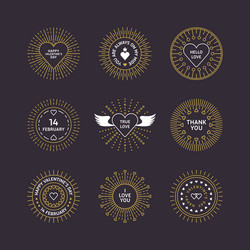 set decorative circle line art frames vector