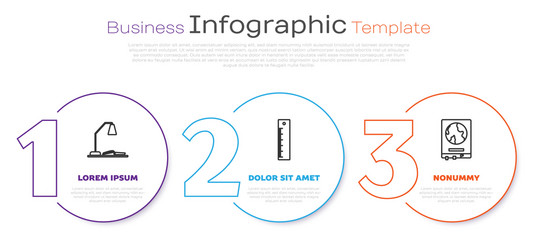 set line workplace with table lamp and open book vector image