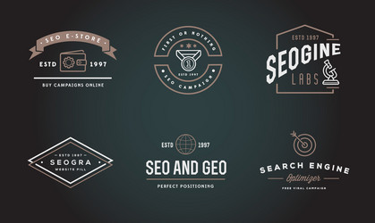 set of seo search engine optimisation elements vector image