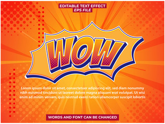 Wow text effect font editable typography 3d vector