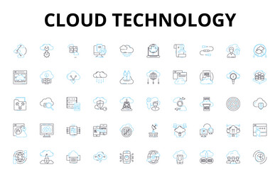 cloud technology linear icons set scalability vector