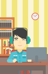 man playing computer game vector image