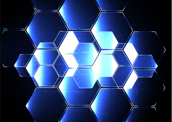 Technological abstract illuminated hexagon vector