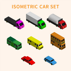 3d isometric car set vector