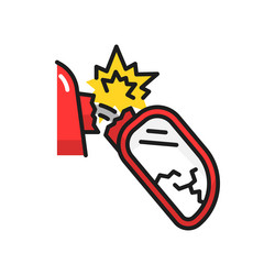 cracked or broken vehicle wing mirror line icon vector image