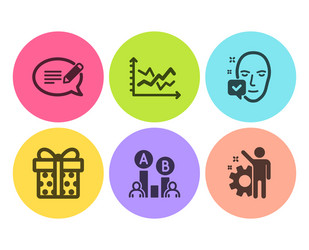 diagram chart ab testing and face accepted icons vector image