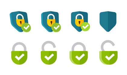 shield lick icon set as internet web secure vector image