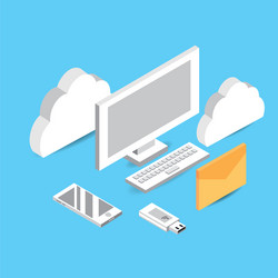 computer with cloud data service connect vector image