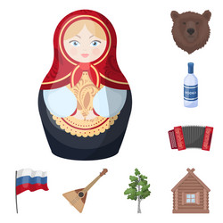 country russia travel cartoon icons in set vector