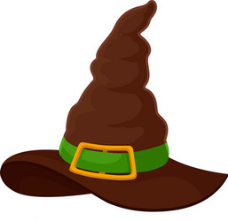 Brown wizard hat on white Royalty Free Vector Image