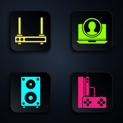 set game console with joystick router and wi-fi vector image