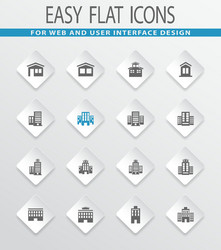 Buildings icons set vector