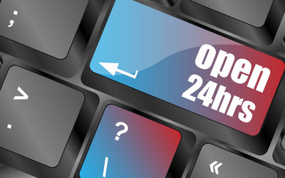 computer keyboard with open 24 hours keys vector image
