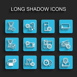 set line printer setting router and wi-fi vector image