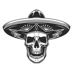 Skull with Mexican Sombrero Vector Image