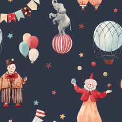 Watercolor circus clown set Royalty Free Vector Image