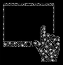 flare mesh network hand points mobile tablet vector image