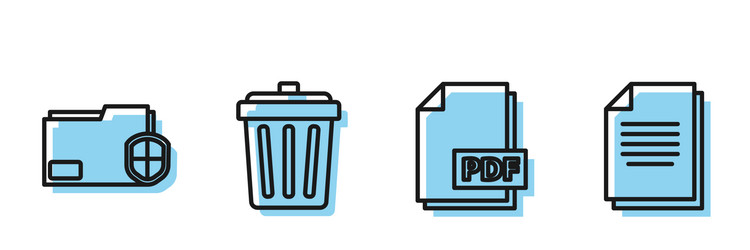 Set line pdf file document folder vector