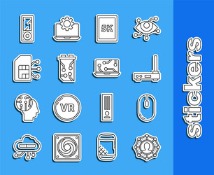 set line project team base computer mouse router vector image