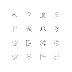 maps and navigation linear thin icons set vector image