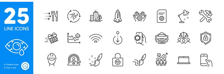 Outline icons set scroll down file settings vector