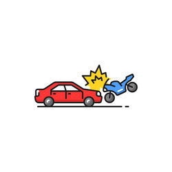 Vehicle collision of car and bike accident on road vector